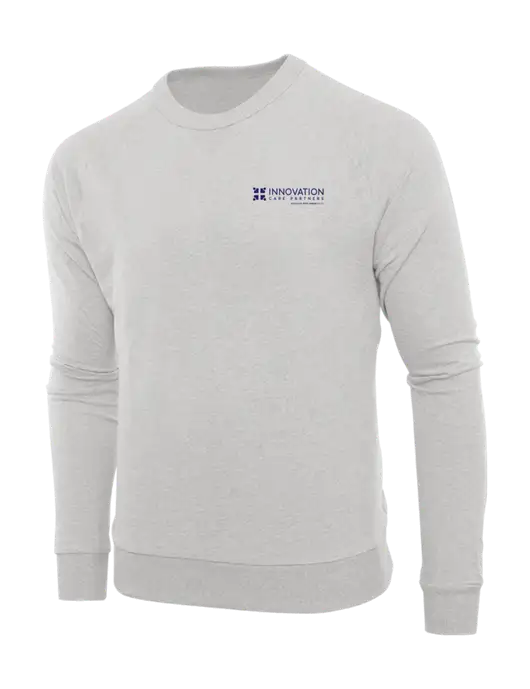Allmade Granite Grey Heather Organic French Terry Crewneck Sweatshirt w/Innovation Care Partners Logo