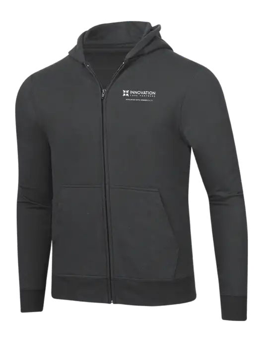 Charcoal 8.5 oz Ring Spun Zip Hooded Sweatshirt w/Innovation Care Partners Logo