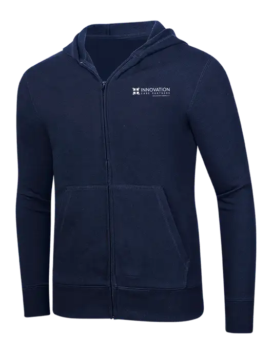 Full-Zip Navy Heavyweight Hooded Sweatshirt w/Innovation Care Partners Logo