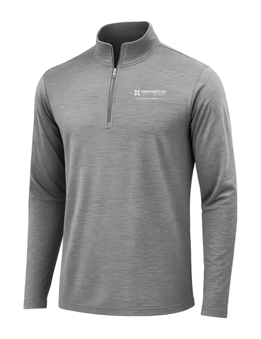 Dark Grey Heather Posicharge Tri-Blend Wicking 1/4 Zip Pullover w/Innovation Care Partners Logo