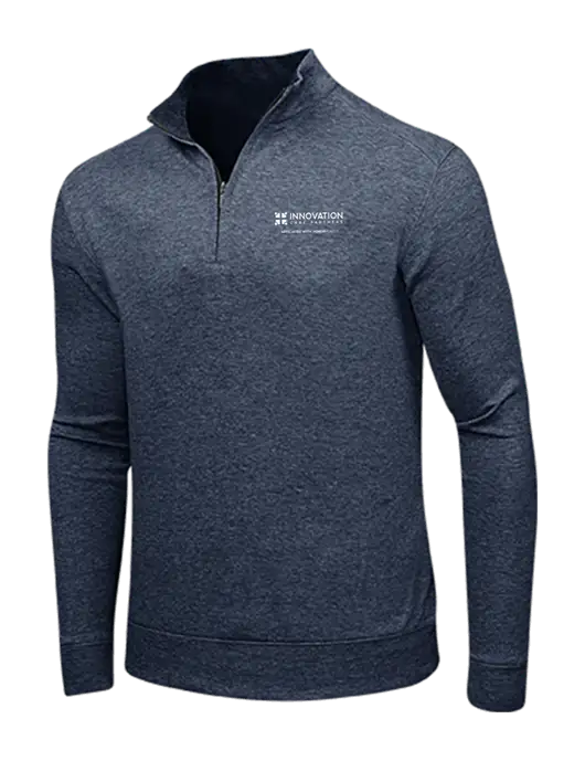 Estate Blue Heather/Charcoal Heather Interlock 1/4 Zip w/Innovation Care Partners Logo