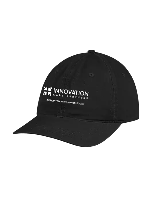 Garment Washed Unstructured Twill Black Cap w/Innovation Care Partners Logo