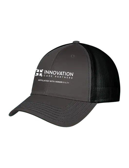 Charcoal & Black Mesh Trucker Cap Snap Back w/Innovation Care Partners Logo