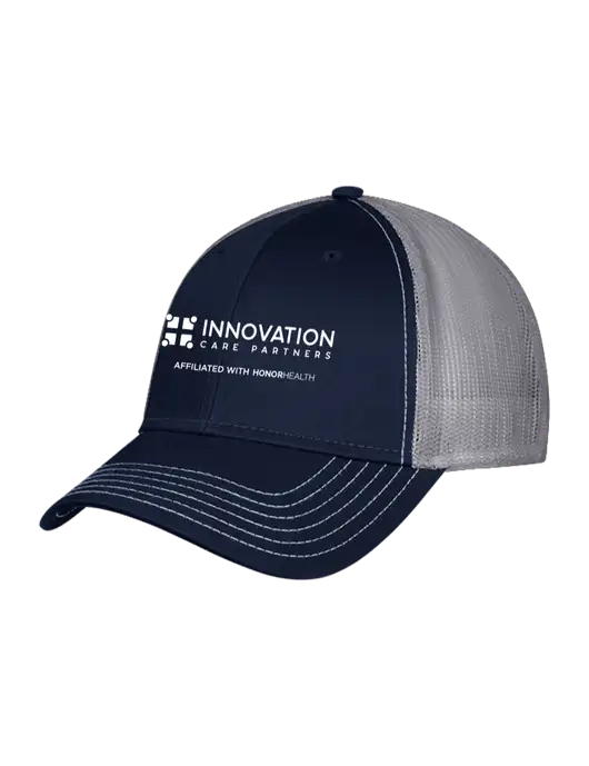 Navy & Grey Mesh Trucker Cap Snap Back w/Innovation Care Partners Logo