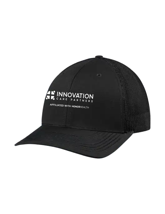 Richardson Adjustable Snapback Original 112 Trucker Cap Black w/Black Mesh w/Innovation Care Partners Logo