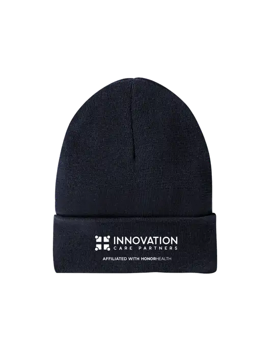 Recycled True Navy Beanie w/Innovation Care Partners Logo