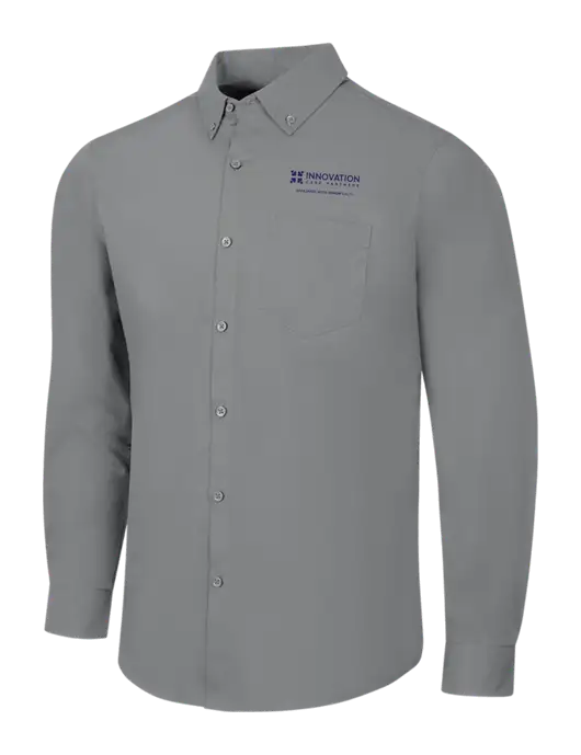 Medium Grey Long Sleeve Carefree Poplin Shirt w/Innovation Care Partners Logo