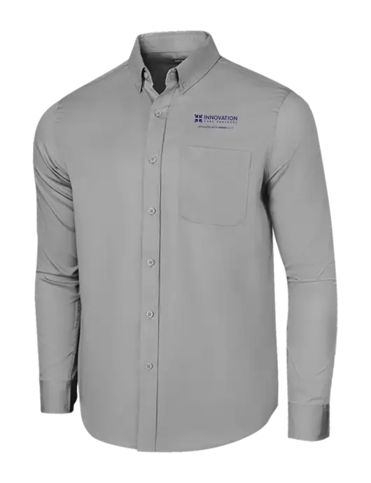 Long Sleeve Light Grey Superpro React Twill Shirt w/Innovation Care Partners Logo