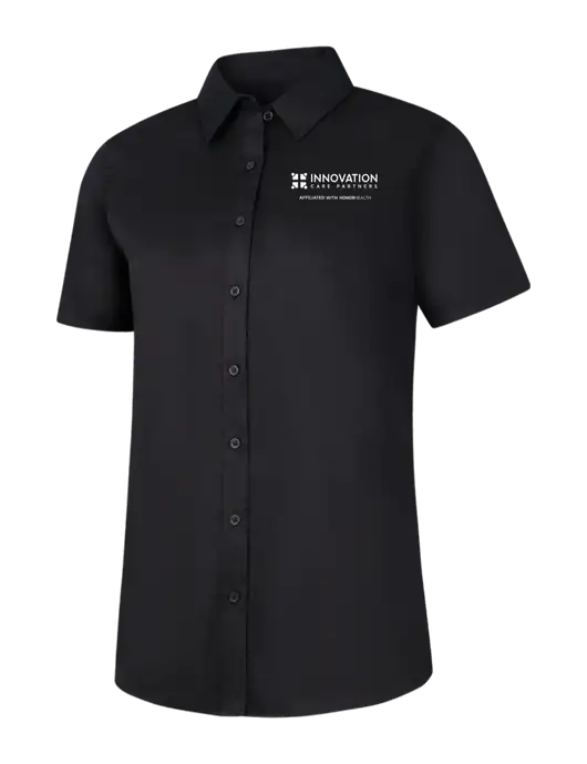 Womens Black Short Sleeve Superpro React Twill Shirt w/Innovation Care Partners Logo