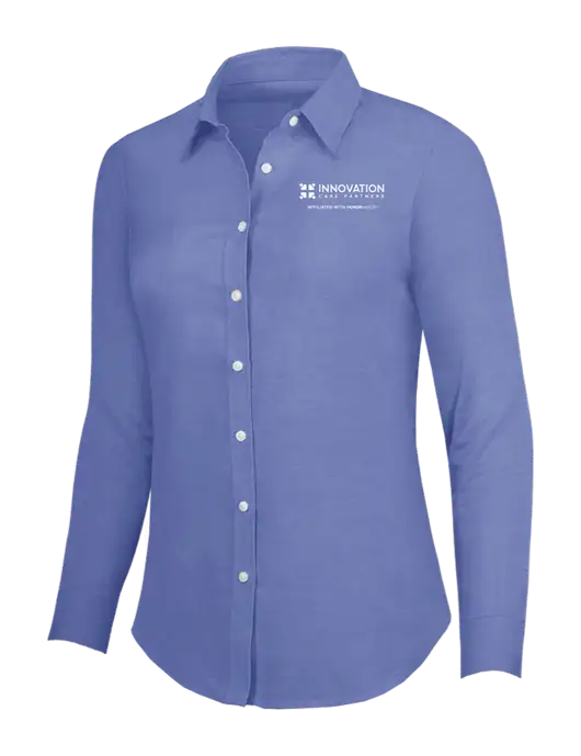 Navy Womens SuperPro Oxford Shirt w/Innovation Care Partners Logo