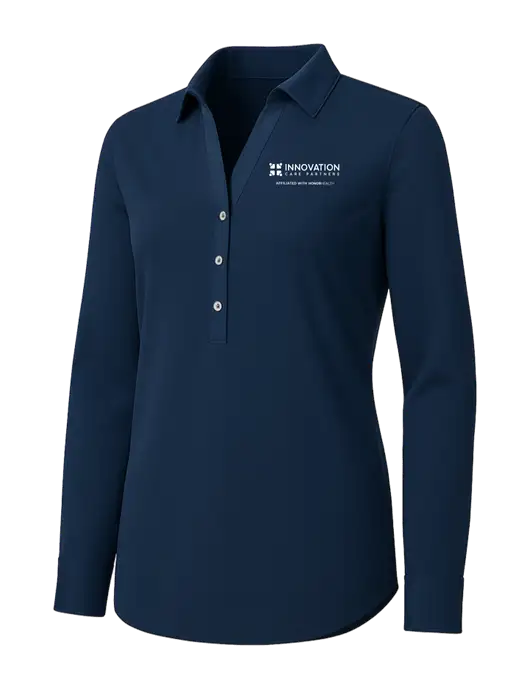 Womens Navy City Stretch Shirt w/Innovation Care Partners Logo