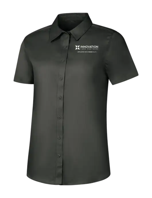 Womens Dark Grey Short Sleeve Superpro React Twill Shirt w/Innovation Care Partners Logo