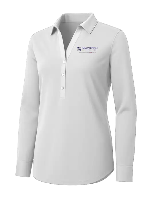 Womens White City Stretch Shirt w/Innovation Care Partners Logo