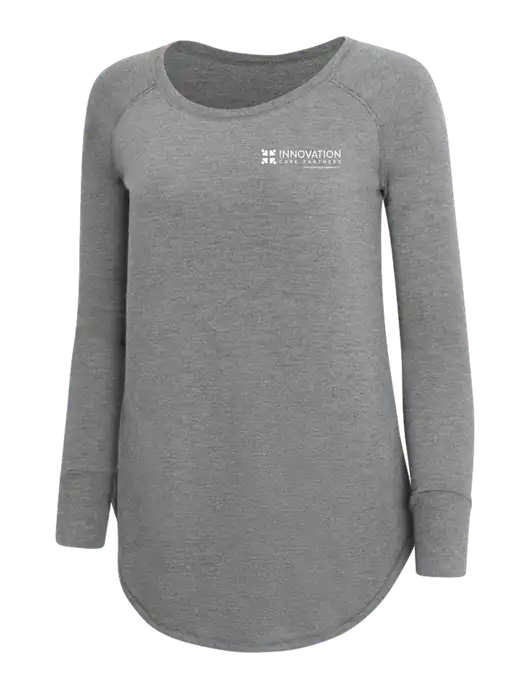 Womens Perfect Wide Collar Tunic Tri-Blend Grey Frost 4.5 oz T-Shirt w/Innovation Care Partners Logo