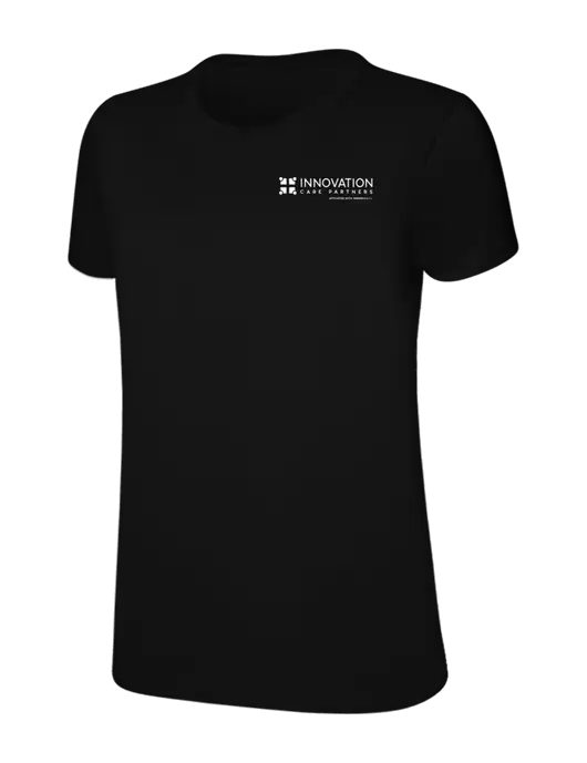 Womens Ring Spun Jet Black 4.5 oz T-Shirt w/Innovation Care Partners Logo