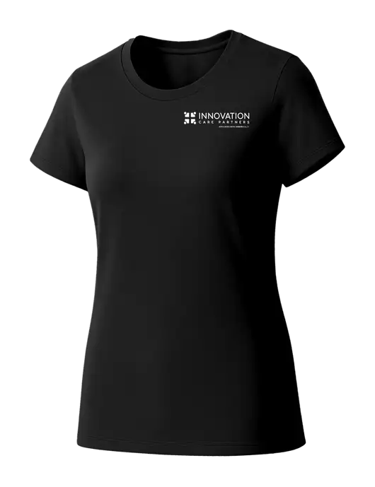 Womens Seriously Soft Black T-Shirt w/Innovation Care Partners Logo