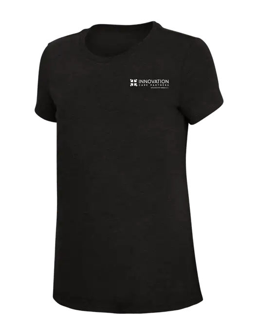 Womens Simply Soft Black 4.5oz Poly/Combed Ring Spun Cotton T-Shirt w/Innovation Care Partners Logo