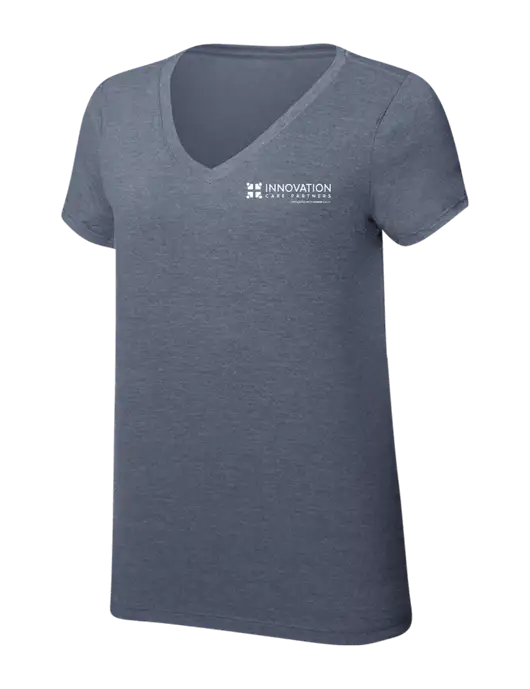 Womens Simply Soft V-Neck Navy Frost 4.5oz  Poly/Combed Ring Spun Cotton T-Shirt w/Innovation Care Partners Logo