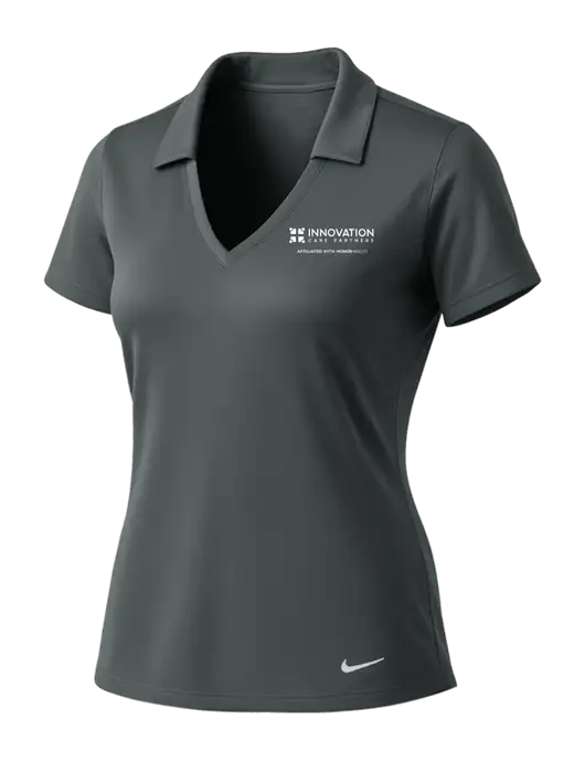 NIKE Dark Grey Womens Dri-Fit Vertical Mesh Polo w/Innovation Care Partners Logo