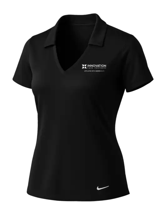 NIKE Black Womens Dri-Fit Vertical Mesh Polo w/Innovation Care Partners Logo