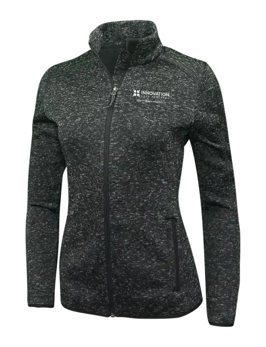 Black Heather Womens Sweater Fleece Jacket w/Innovation Care Partners Logo