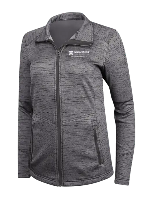 Womens Dark Grey Digi Stripe Fleece Jacket w/Innovation Care Partners Logo