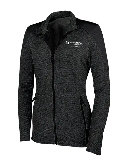 Womens Black Grid Fleece Jacket w/Innovation Care Partners Logo