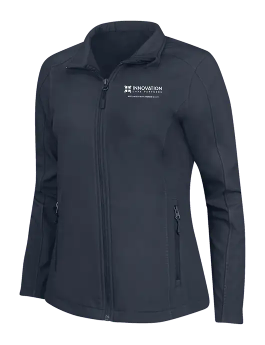 Navy Womens Core Soft Shell Jacket w/Innovation Care Partners Logo