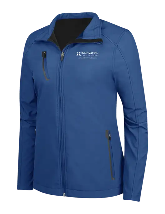 Dark Royal Womens Welded Softshell Jacket w/Innovation Care Partners Logo