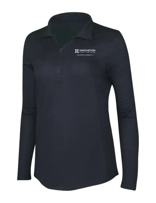 Black Triad Solid Womens Posicharge Tri-Blend Wicking 1/4 Zip Pullover w/Innovation Care Partners Logo