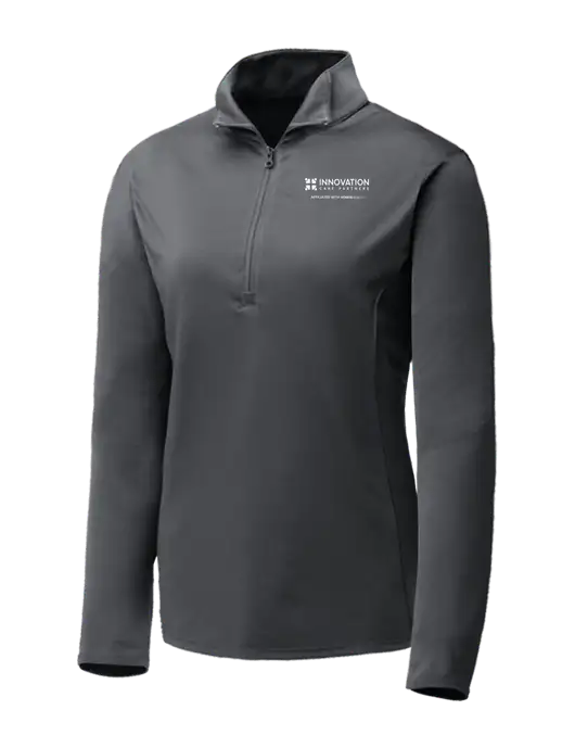 Dark Grey Womens Posicharge Competitor ¼ Zip Pullover w/Innovation Care Partners Logo