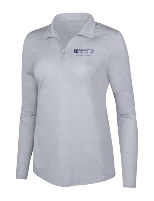Light Grey Heather Womens Posicharge Tri-Blend Wicking 1/4 Zip Pullover w/Innovation Care Partners Logo
