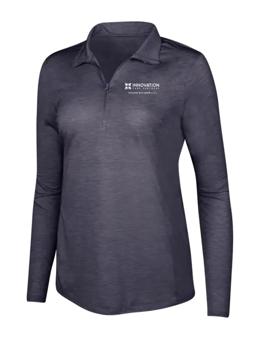 True Navy Heather Womens Posicharge Tri-Blend Wicking 1/4 Zip Pullover w/Innovation Care Partners Logo