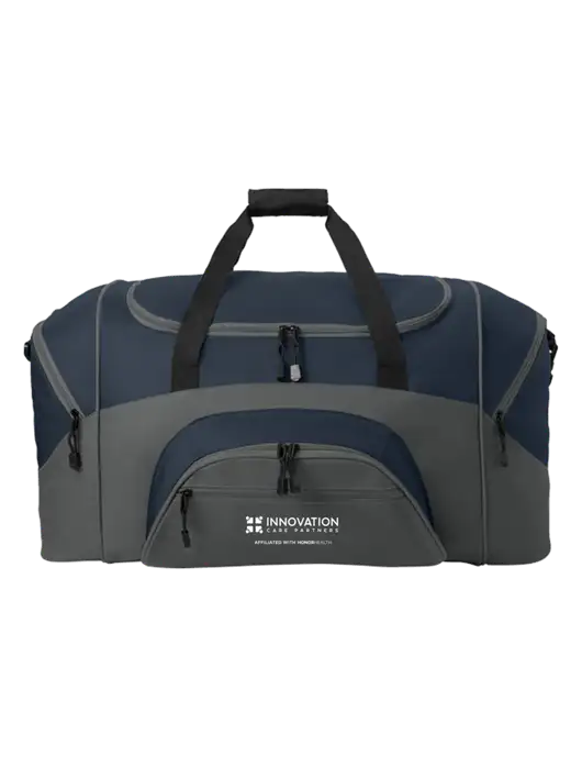 Standard Colorblock Navy/Dark Grey Sport Duffel w/Innovation Care Partners Logo