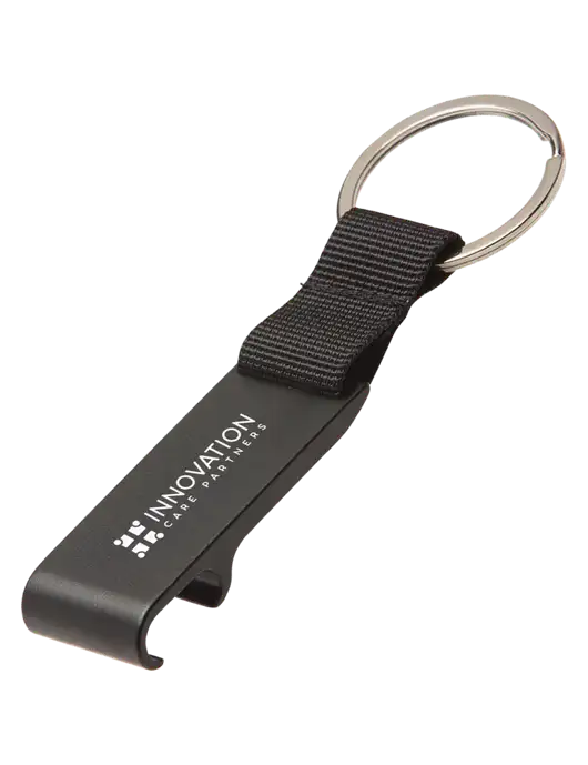 Black Bottle Opener & Key Ring w/Innovation Care Partners Logo