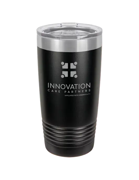 Polar Camel 20 oz Powder Coated Black Vacuum Insulated Tumbler w/Innovation Care Partners Logo