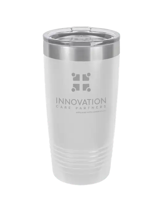 Polar Camel 20 oz Powder Coated White Vacuum Insulated Tumbler  w/Innovation Care Partners Logo