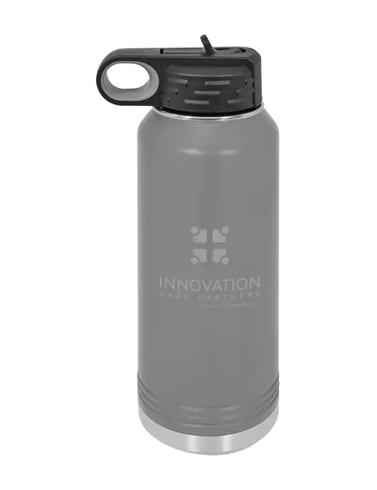 Polar Camel 32 oz Powder Coated Grey Vacuum Insulated Water Bottle w/Innovation Care Partners Logo