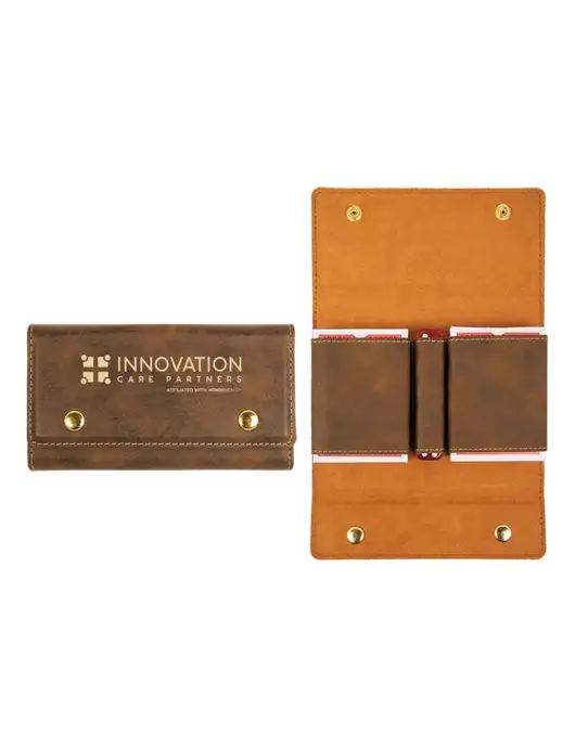 Rustic Leatherette Card & Dice Set w/Innovation Care Partners Logo