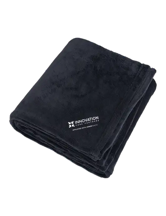 Oversized Deep Black Ultra Plush Blanket w/Innovation Care Partners Logo