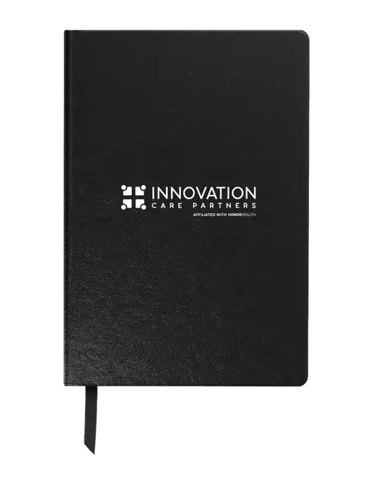 Achieve Black Hardcover Journal, 5.5 x 8.37 w/Innovation Care Partners Logo