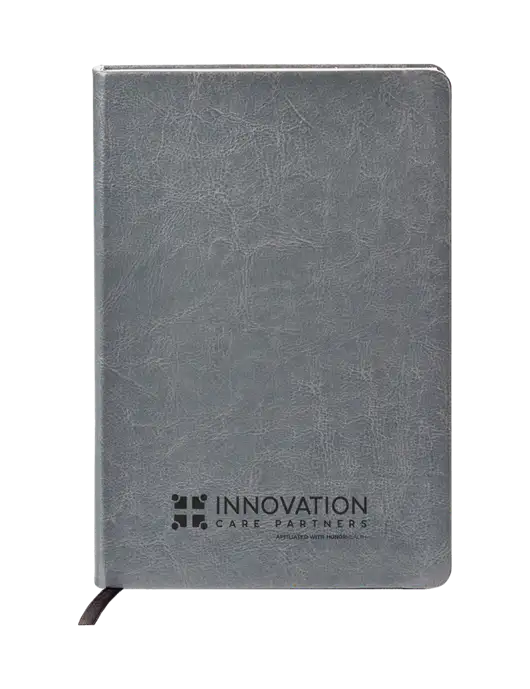 Fabrizio Grey Hard Cover 5.75 x 8.3 Journal w/Innovation Care Partners Logo