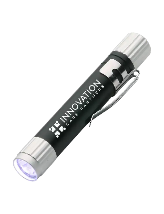 Black Aluminum LED Penlight w/Innovation Care Partners Logo