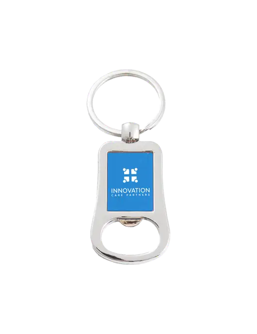 Silver & Blue Bottle Opener Keychain w/Innovation Care Partners Logo