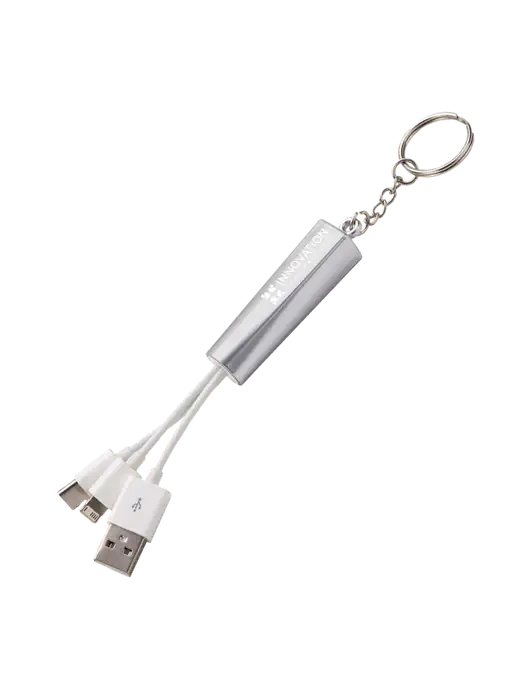 Silver Light-Up Charging Cable with Key Ring w/Innovation Care Partners Logo