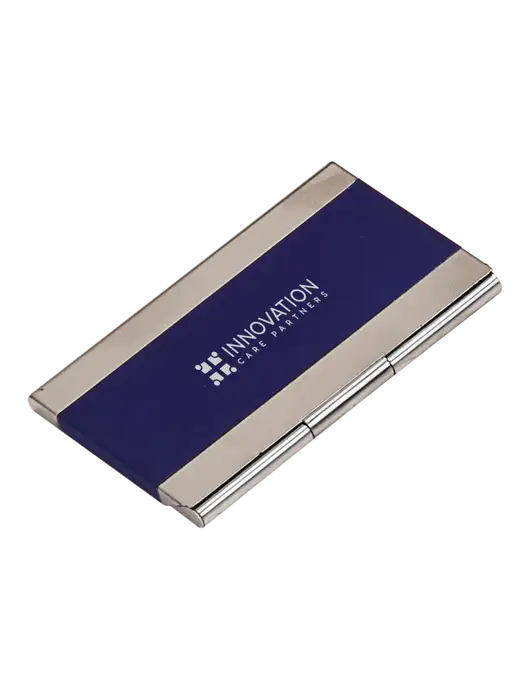 Blue 3.75 x 2.5 Business Card Holder w/Innovation Care Partners Logo